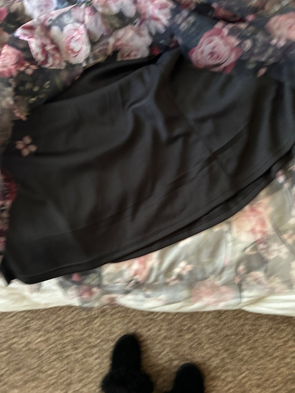 Lulu's Black Floral Tiered Mesh Maxi Dress with Pink Roses - Picture 10 of 15